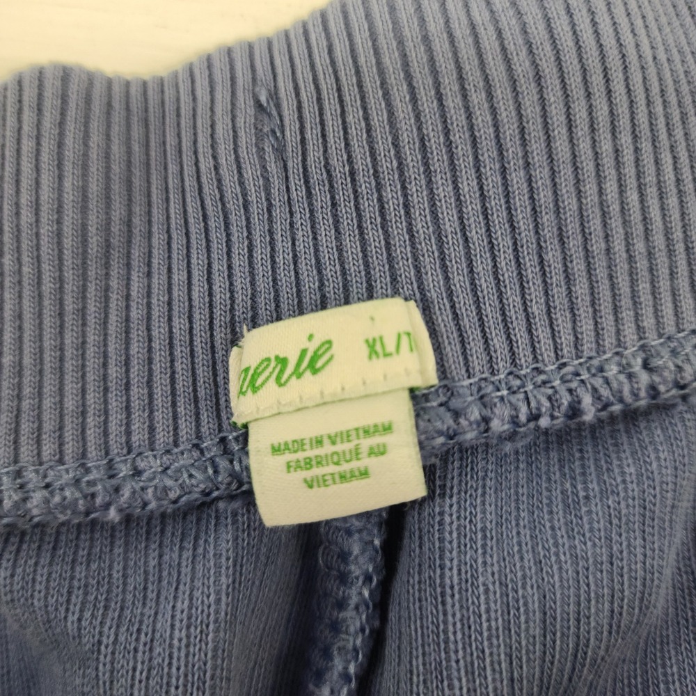 Aerie XL/T | Blue Ribbed Knit Drawstring Lounge Shorts 100% Cotton Pajamas - Picture 5 of 6
